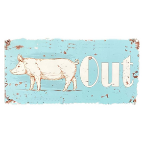 Kitchen Metal Wall Sign - Pig Out