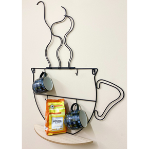 Wall Mounted Wire Cup Hanger Wall Shelf