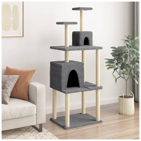 vidaXL Cat Tree with Sisal Scratching Posts Dark Grey 167 cm