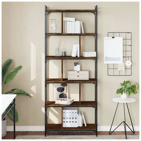 vidaXL Bookcase 6-Tier Brown Oak 76x32x192 cm Engineered Wood