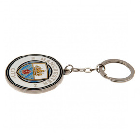 Manchester City FC Keyring with Metal Crest and Gold Finish