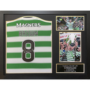 Celtic FC Brown Signed Shirt Framed - 2021-2022 Season Replica with Authentic Scott Brown Signature