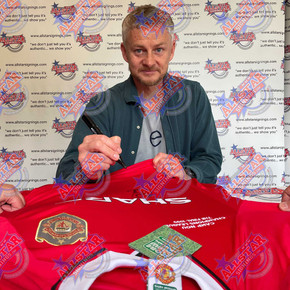 Manchester United 1999 Solskjaer & Sheringham Signed Shirt - Dual Legends' Signatures on Official Replica