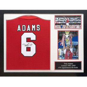 Tony Adams personally signed Arsenal FC Retro Shirt framed memorabilia - Official and Limited Edition