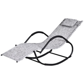  Steel Frame Zero Gravity Rocking Lounge Chair w/ Pillow