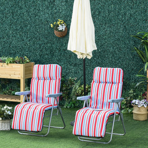 Outsunny 2 Outdoor Sun Recliners Loungers Folding Multi Position Relaxers Chair & Cushion - Available in Multiple Colours