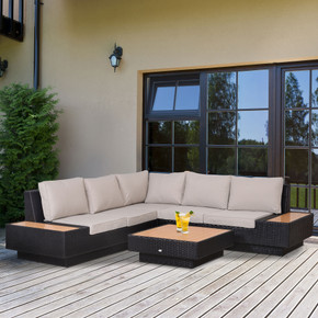4Pcs Rattan Sofa Garden Set Coffee Table Chairs Loveseat Outdoor w/ Cushion