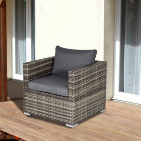 Deep Grey Outsunny Single Rattan Sofa Chair with Padded Cushion