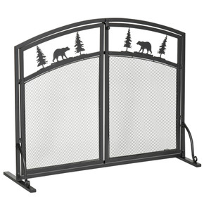 Fire Guard with Double Doors, Metal Mesh Fireplace Screen, Spark Flame Barrier