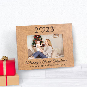 Mummy's First Christmas Wood Picture Frame (6"" x 4"")
