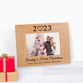 Daddy's First Christmas Wood Picture Frame (6"" x 4"")
