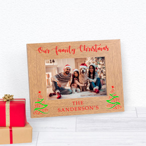 Our Family Christmas Wood Picture Frame (6"" x 4"")