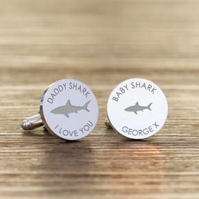 Daddy Shark Cufflinks - Silver Finish