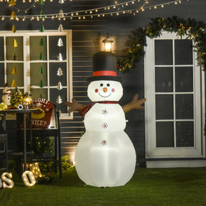 6ft Giant Inflatable Snowman Christmas Decoration with LED Lights in an Outdoor Winter Scene