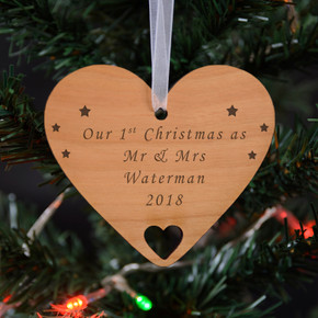 Personalised Heart Decoration - Cherrywood