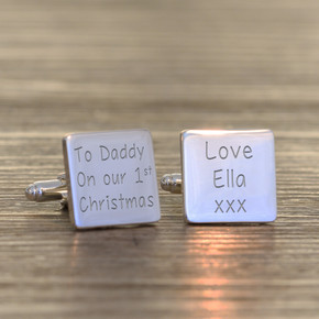 To Daddy On Our 1st Christmas Cufflinks - Silver Plated