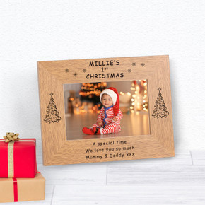 1st Christmas Wood Picture Frame (6"" x 4"")