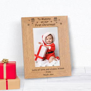 To Mummy On Our First Christmas! Wood Picture Frame (6"" x 4"")