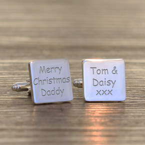 Merry Christmas Daddy Cufflinks - Silver Finish