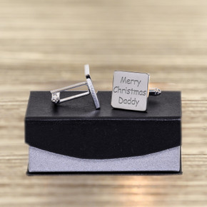 Merry Christmas Daddy Cufflinks - Silver Finish