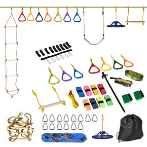 Ninja Obstacle Course w/ Monkey Bar, Gym Ring, Climbing Rope, Ladder Outsunny
