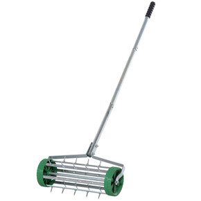 Outsunny Lawn Aerator Roller-Green/Silver