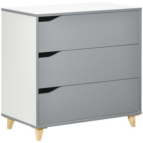 Chest of Drawers 3-Drawer Dresser Storage Cabinet with Solid Wood Legs Grey