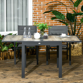 Outsunny Extendable Outdoor Dining Table, Aluminium Rectangular Patio Table