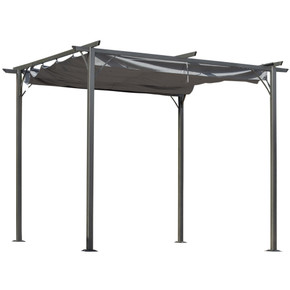 3x3 m Metal Pergola Gazebo Awning Retractable Canopy Grey 3x3m