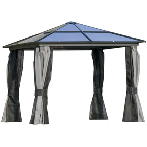 PC Aluminium Hardtop Gazebo with Curtains and Netting 3 x 3m