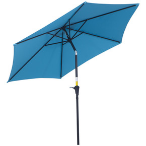 Patio Umbrella Parasol Sun Shade Garden Aluminium Blue 2.7M Outsunny