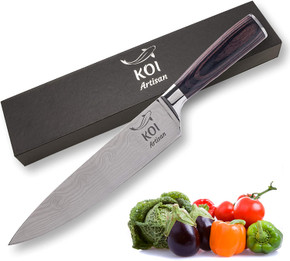 KOI ARTISAN Professional Chef Knifes - 8 Inch Razor Sharp Blade - Best Kitchen Knives - Japanese Knives High Carbon Stainless Steel Chef Knife Stylish Pattern