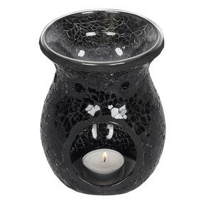 Large Black Crackle Oil Burner