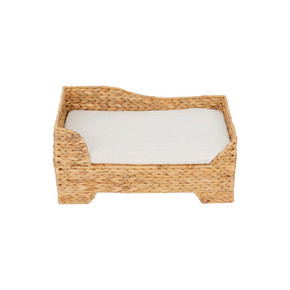 Indoor Wicker Cat/Dog Elevated Bed & Washable Cushion