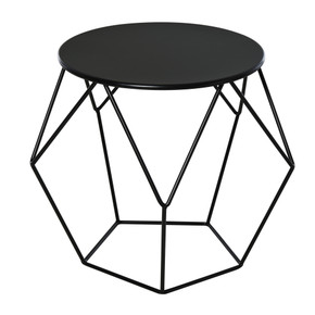 Steel Minimalist Pentagon Shaped Round Coffee Table Black