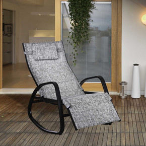 Outsunny Metal Frame Zero Gravity Rocking Patio Chair w/ Pillow Grey 