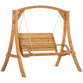 Outsunny 2 Seater Garden Swing Seat - Outdoor Wooden Swing Bench with Stylish Design and Wide Armrests, Ideal for Relaxation in Your Garden or Patio