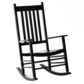 Outsunny Porch Rocking Chair, Poplar Wood, 69Wx86Dx115H cm-Black 