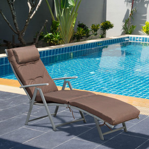 Outsunny Steel Frame Outdoor Garden Padded Sun Lounger w/ Pillow Brown 