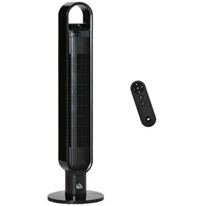 Tower Fan Cooling for Bedroom with Oscillating, 3 Sp, Timer, Black Home w/ RC,