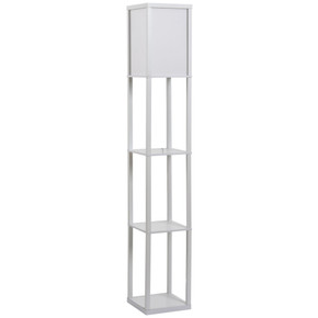 4-Tier Floor Lamp, Floor Light with Storage Shelf, White 3-Tier