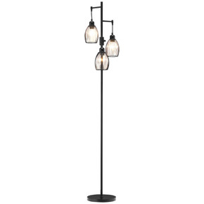 170cm Industrial 3-Light Floor Lamp, Dimmable Black