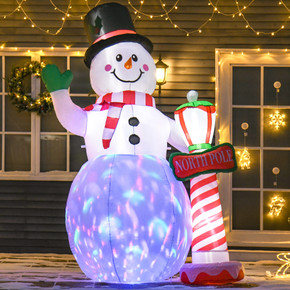 8ft Tall Christmas Inflatable Snowman Street Lamp Lights Garden Lawn 