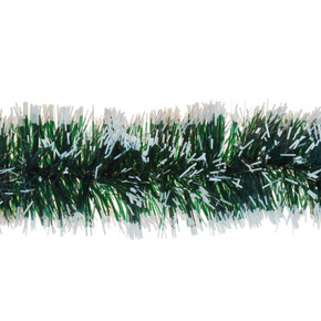6 x 3 Meters 6 PLY 10 cm Snow Tipped Tinsel GREEN