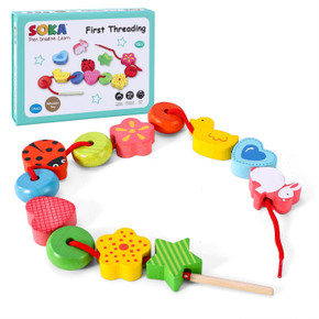 SOKA First Threading Wooden Toy Children Kids Lacing Beads Educational Toy