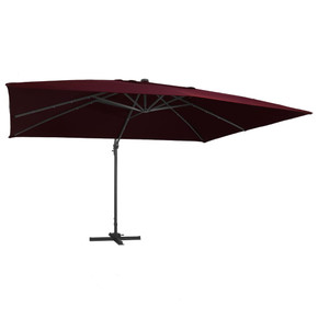 Cantilever Umbrella with LED Lights - 400x300cm - red,green,terracotta,anthracite,taupe,black,azure blue,sand