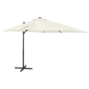 Cantilever Umbrella with Pole and LED Lights - 250cm & 300cm - sand,green,anthracite,taupe,black,azure blue,bordeaux red,terracotta
