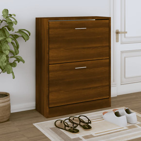 vidaXL Shoe Cabinet Brown Oak 63x24x81 cm Engineered Wood