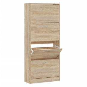 vidaXL Shoe Cabinet Sonoma Oak 63x24x147 cm Engineered Wood