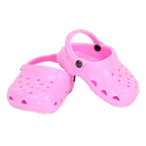 18" Baby Doll Clog Sandals with Heart Cut Outs & Heel Strap, Pink Shoes
